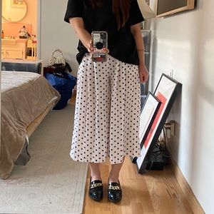 Korea Boutique Polka Dots Flare Crop Trousers S-M